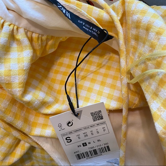 Zara yellow gingham crop peplum top, Small NWT - Picture 4 of 6